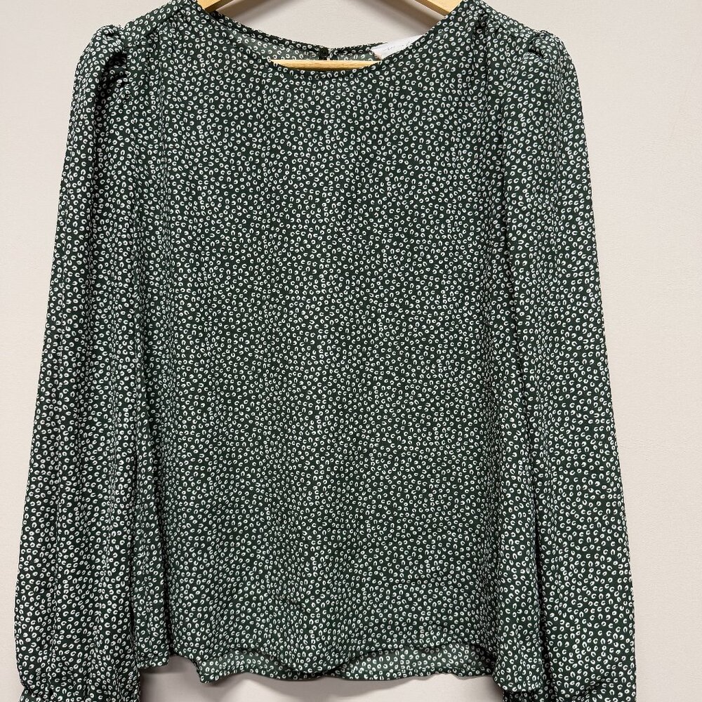 All in Favor Green Animal Print Blouse
